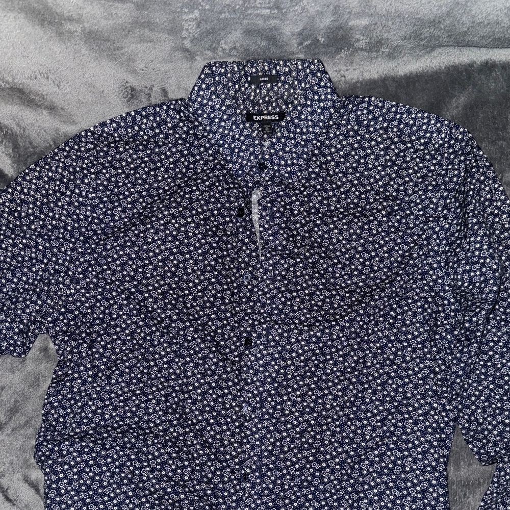 Express Dark Blue Floral Shirt